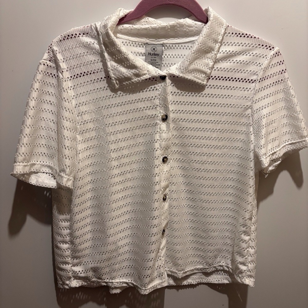 Hurley White Short Sleeve Shirt Size S/CH 32' X 19"